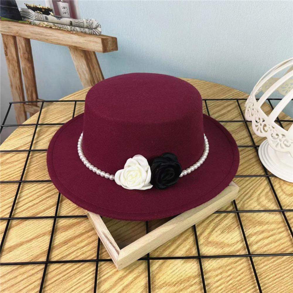 10CM Wide Brim Flat Top Felt Hat French Hepburn Style Panama Trilby Cap New Jazz Hats Gift