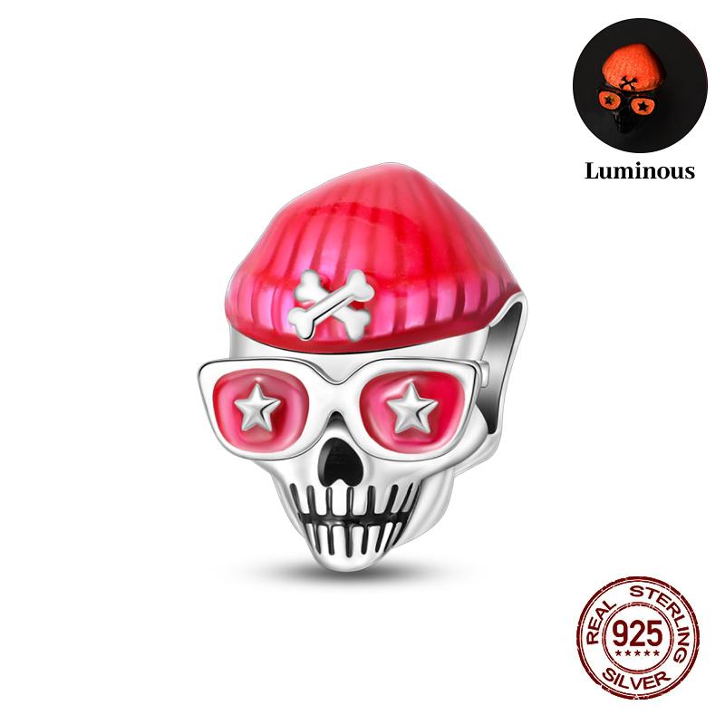Halloween Charms Bead 925 Silver Luminous Pumpkin Ghost Dangle Fit Bangle Bracelet Necklace DIY Jewelry