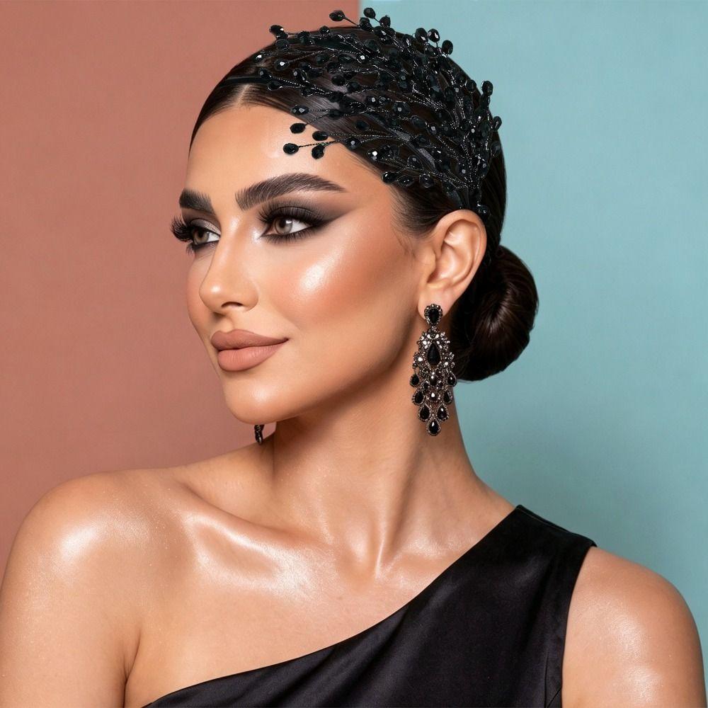 Single-sided Crystal Bridal Headband Double Layer Rhinestone Hair Accessories For Brides
