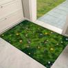 Fresh Grass Green Background Small Flowers Scattered and Blooming Printed Floor Mat Room Decoration Mat Home Decoration Rugs