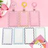 Durable Acrylic Transparent Card Holder Stripe Wave Card Case Keyring Bag Pendant Simple Students Bus Card Cover Student
