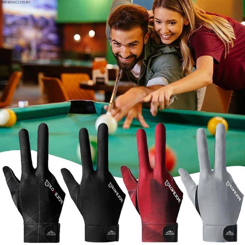 Billiard Gloves, Elastic Fiber Left And Right Hand Snooker Gloves, Breathable Fitness Accessories Non-Slip Three-Finger Gloves