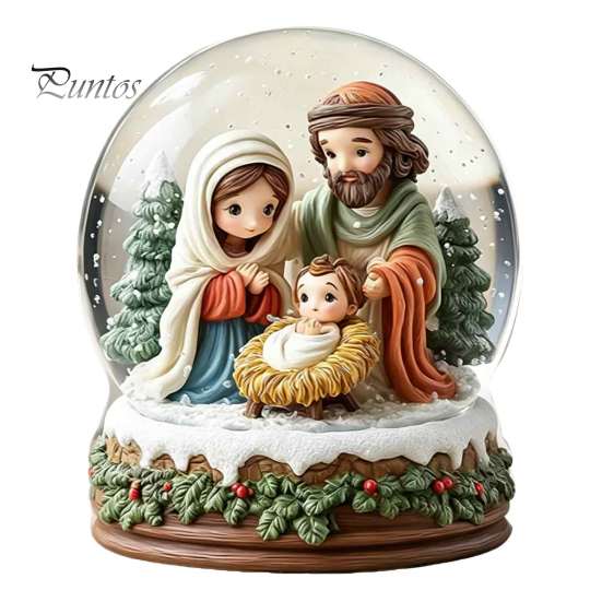 Rotējošs karuseļa galda ornaments Ziemassvētku kristāla bumba figūriņa, 2D akrila ziemas namiņš viegls svētku dāvana galda rotājumi