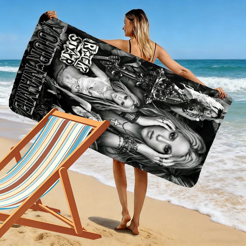 Personalisierbares Shakira-Print Strandtuch, Großes Weiches Schnelltrocknendes Handtuch für Strand, Camping, Schwimmen