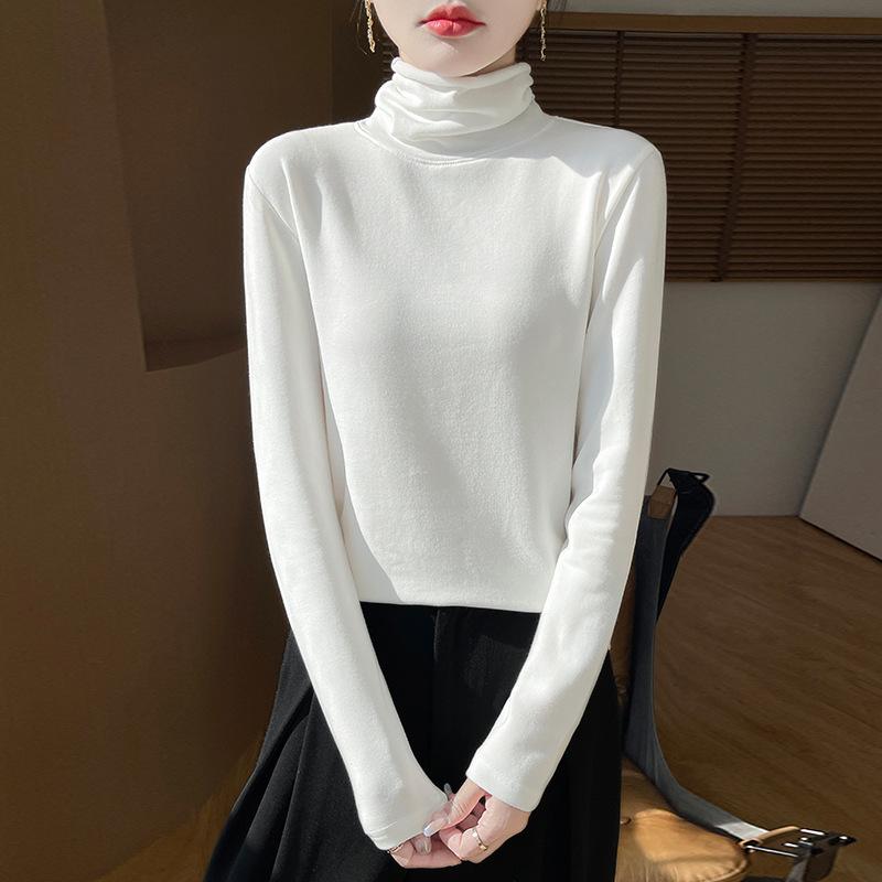 TIFICY Women's Fashion Casual Solid Color Print Spring Fall Long Sleeve High Neck Pullovers & Long Sleeves
