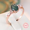 Real 925 Sterling Silver Green Moss Grass Agate Ring for Women Valentine's Day Gift Jewelry