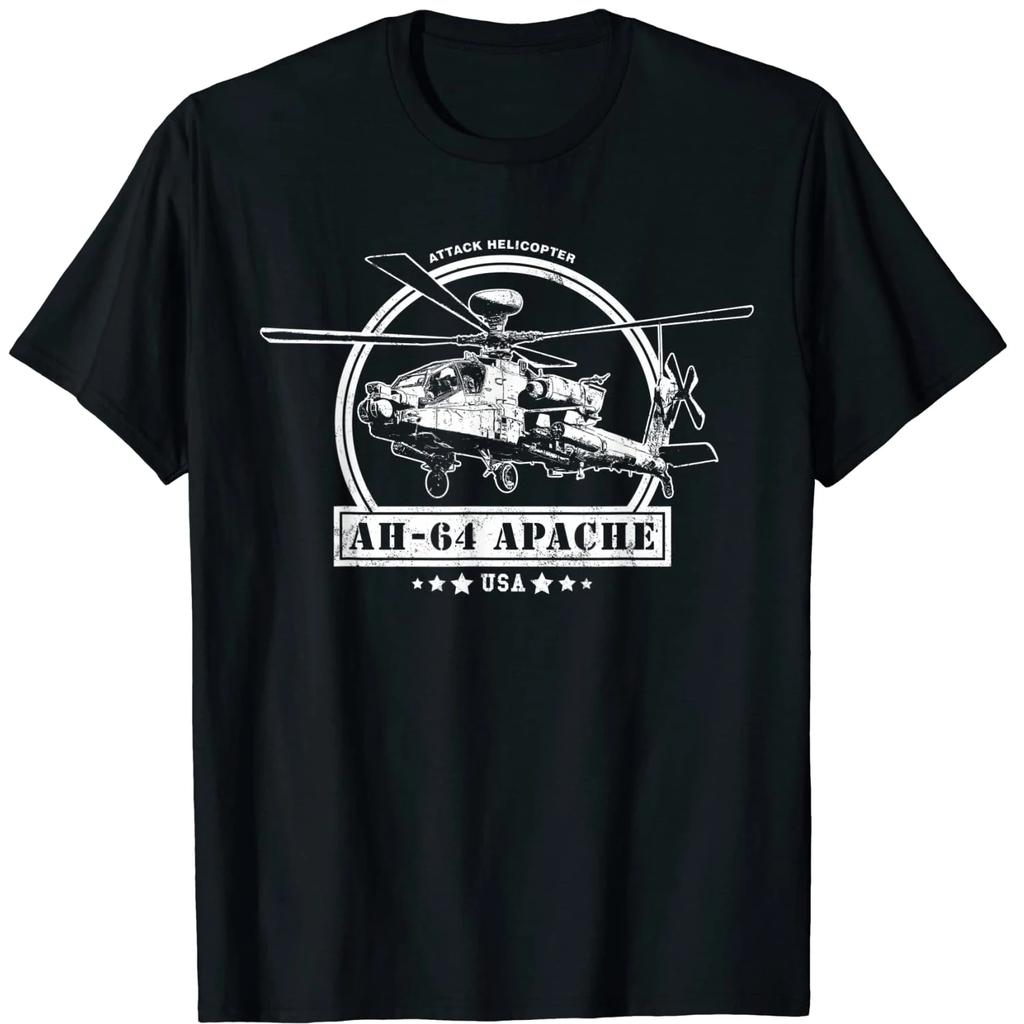 American AH-64 Apache Attack Helicopter T Shirt. New 100% Cotton Short Sleeve O-Neck T-shirt Casual Mens Top