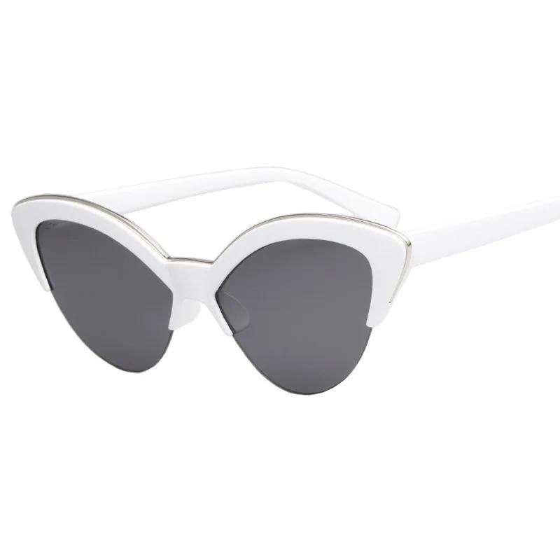 Retro White Cat Eye Sun Eyeglasses for Female Retro Latest Stylish Compact Half Frames Eyewear Trending Travel Sexy Woman Sunglasses