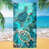 Retro Sea Turtle Print Beach Towel Blue Ocean Coral Quick Dry Towel for Summer Beach Swimming Pool Travel Camping Gym Daily Uses