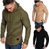 Male Spring Hoodies Solid Color Fashion Stripe Drape Design Soft Casual Crewneck Simple Long Sleeve Streetwear Tops