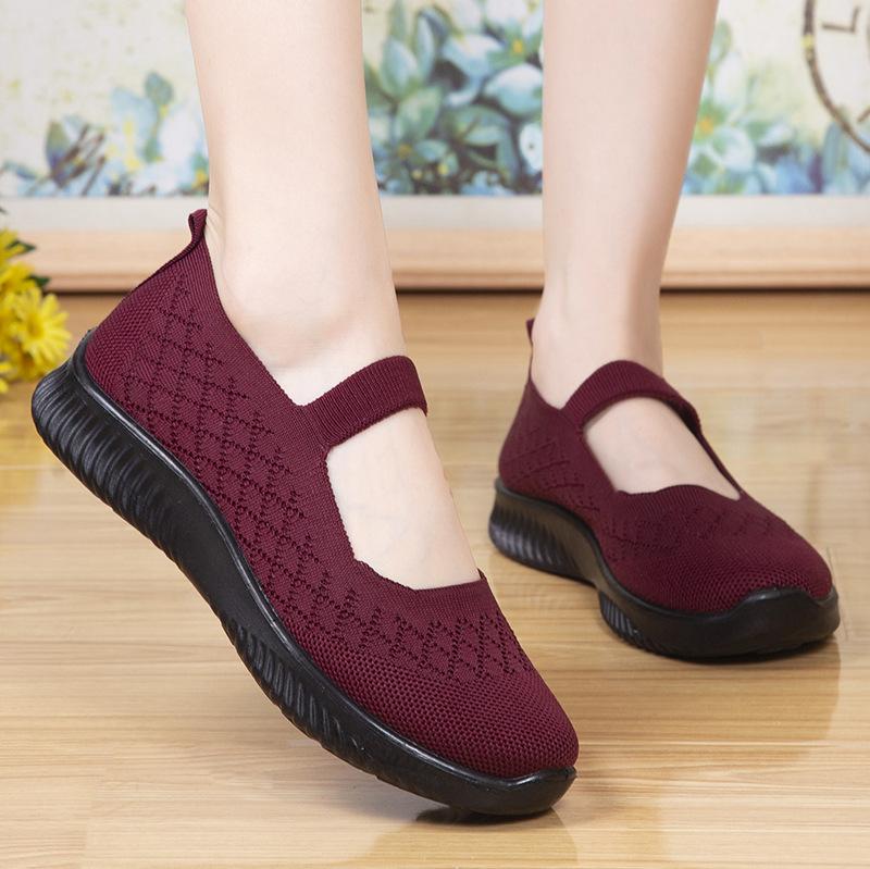Summer and Autumn New Old Beijing Craft Cloth Shoes One-pedal Non-slip Mother Shoes Women's Middle-aged and Elderly Walking Shoes