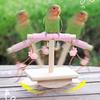 Natural Wood Bird Rocking Perch Stand Toy With Hanging Block For Exercise And Entertainment Parrots Indoor Enriching Toy