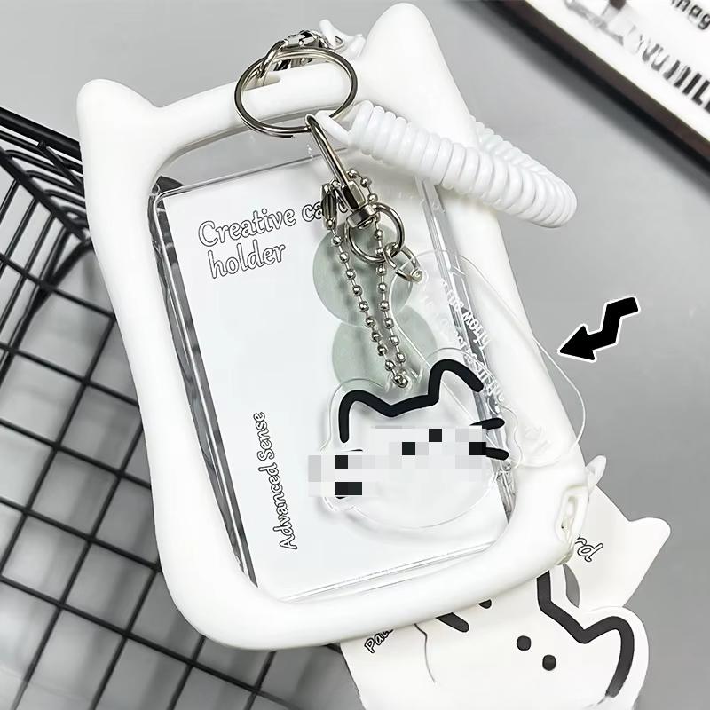 Kawaii Kat Transparant Acryl Luxe Fotokaarthouder Kpop Idol Kaartbeschermer Creatieve Tas Hanger Campus ID Opbergtassen