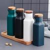 Japanische Keramik-Salzdose mit Bambusdeckel, Soja-Sauce-Flasche, kreative, auslaufsichere Öl-Essig-Flasche, Küchengeschirr
