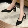 Fashion Shoes for Women 2024 Hot Sale Slip On Women's Pumps Autumn Pointed Toe Solid Flock High Heels Fashion Dress Sexy High Heels
