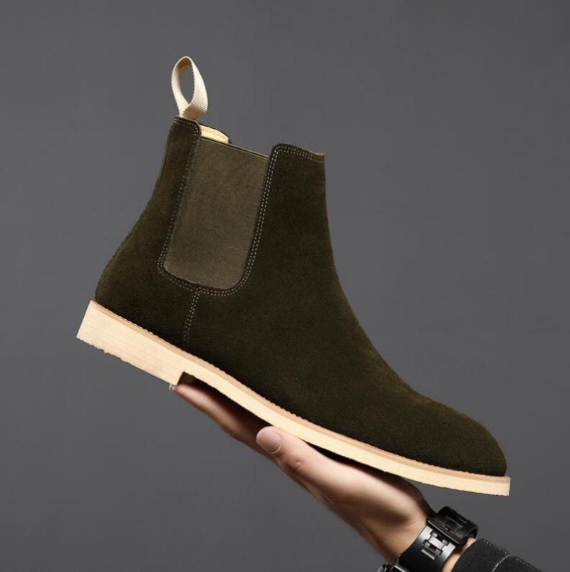Botas Chelsea clásicas retro de cuero genuino para hombre, botines de moda para hombre, botas cortas informales de estilo británico, zapatos de caña alta