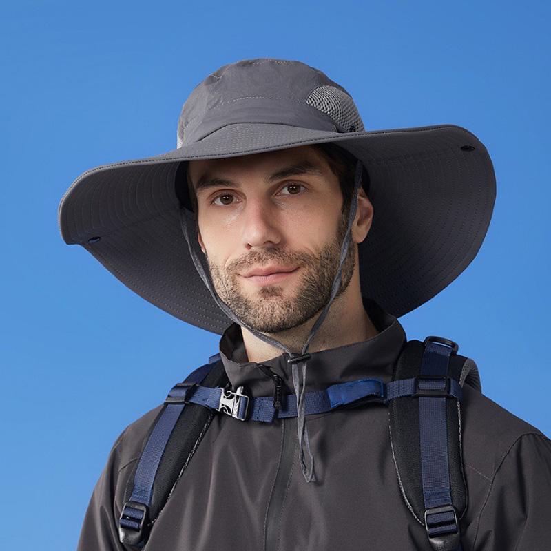 Summer Big Brim Breathable Sunscreen Fisherman Hat Men's Outdoor Mountaineering Fishing Hat Sunshade Hat