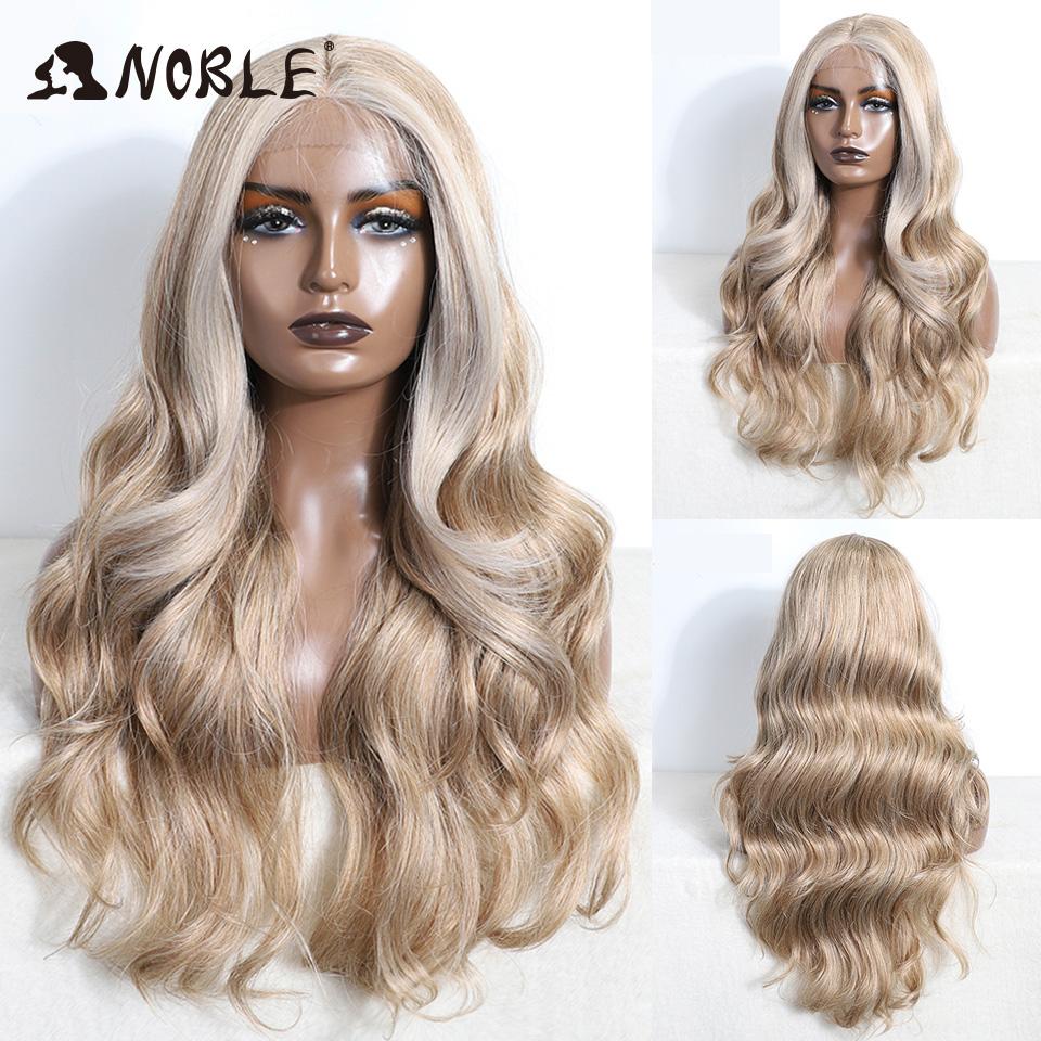 Noble Synthetic Lace Front Wig 28“ Highlight Honey Brown Body Wave Wig Cosplay Wigs For Women Wig Lace Front Wig Synthetic