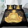 Buddha Duvet Cover Collection King Size Exotic Ethnic Bohemian Bedding Collection Microfiber Golden Buddha Statue Print Gorgeous Quilt Cover