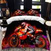 Motocross Bedspread Boy's Bed Set Luxury Bedding Set Motorcycle Fire Print Duvet Cover Set with Pillowcase Bedroom Textile