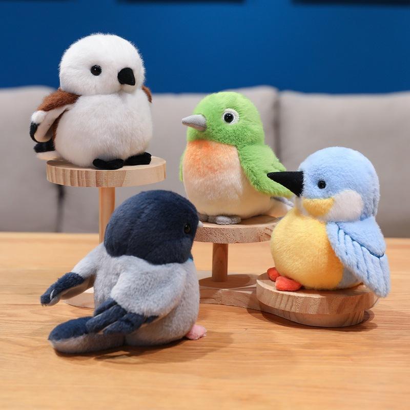 Brinquedo de Pelúcia de Pássaro Fofo 12cm Chapim Pica-pau Pombo Animal de Pelúcia Boneca