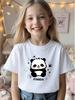 Cute Cartoon Panda Print Kids Short Sleeve T Shirt Round Neck Casual Summer Top Lovely Animal Graphic Children Tee For Boys Girl