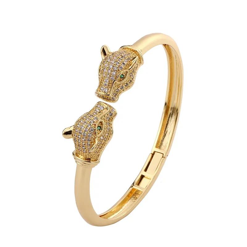 Fashionable Leopard Open Bracelet Women's Micropaved Zirconia Bracelet