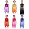 Girls Liturgical Dance Tunic Mock Neck Sleeveless Design Asymmetrical Skirt Sequined Bodice Praise Dance Outfit