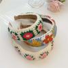 Colorful Floral Knitted Hairband Hollow Out Wide Edge Headband Embroidered Crochet Headband Daily