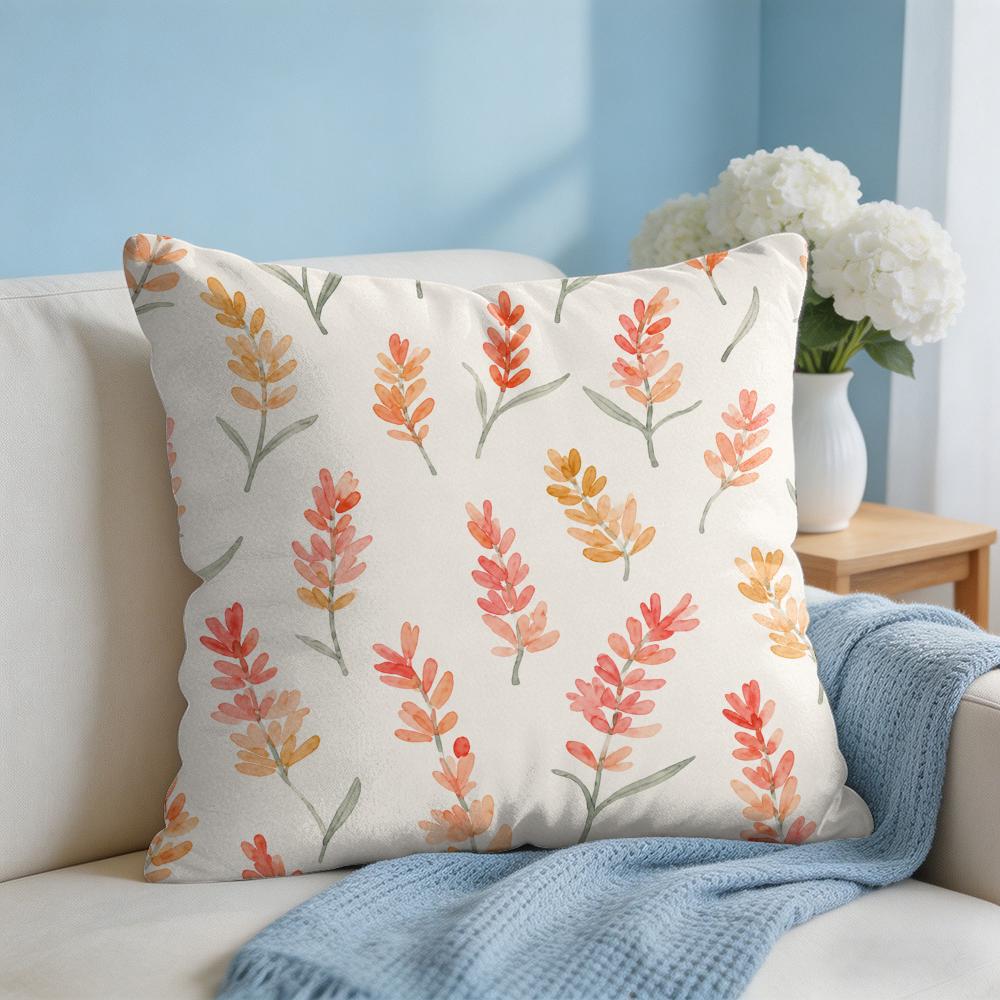 Lavender Flowers Cushion Cover Short Plush Soft DoubleSided Printing Pillow Case Cozy Sofa Bedroom Home Decor Gift