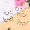 5PCS Baby Toy Retro Alloy Lensless Round Frame Doll Glasses Black
