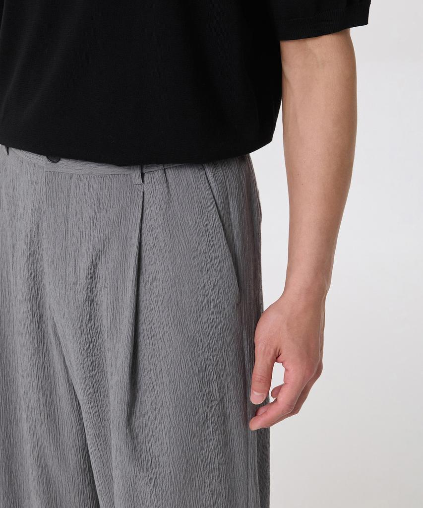 MUSINSA STANDARD Crinkle One-Pleat Wide Elastic Pants [Gray]