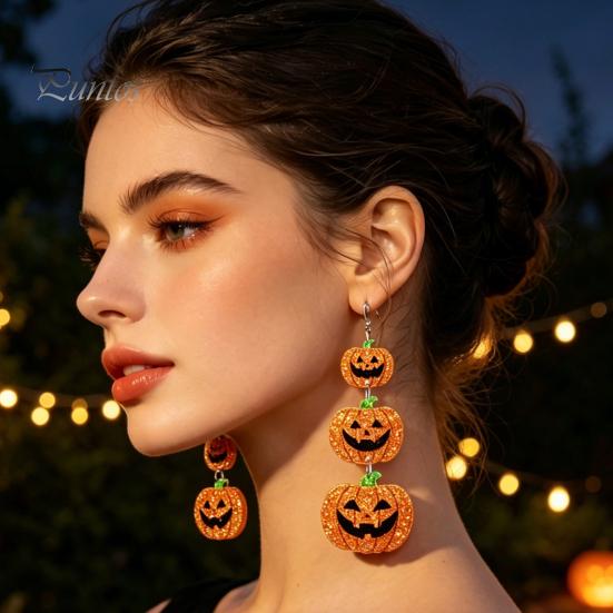 Stylish Acrylic Accessories for Costumes 1 Pair Halloween Earrings Women, Gothic Dangle Earrings, Lightweight Bat Pumpkin Skeleton Jewelry Spooky Drop