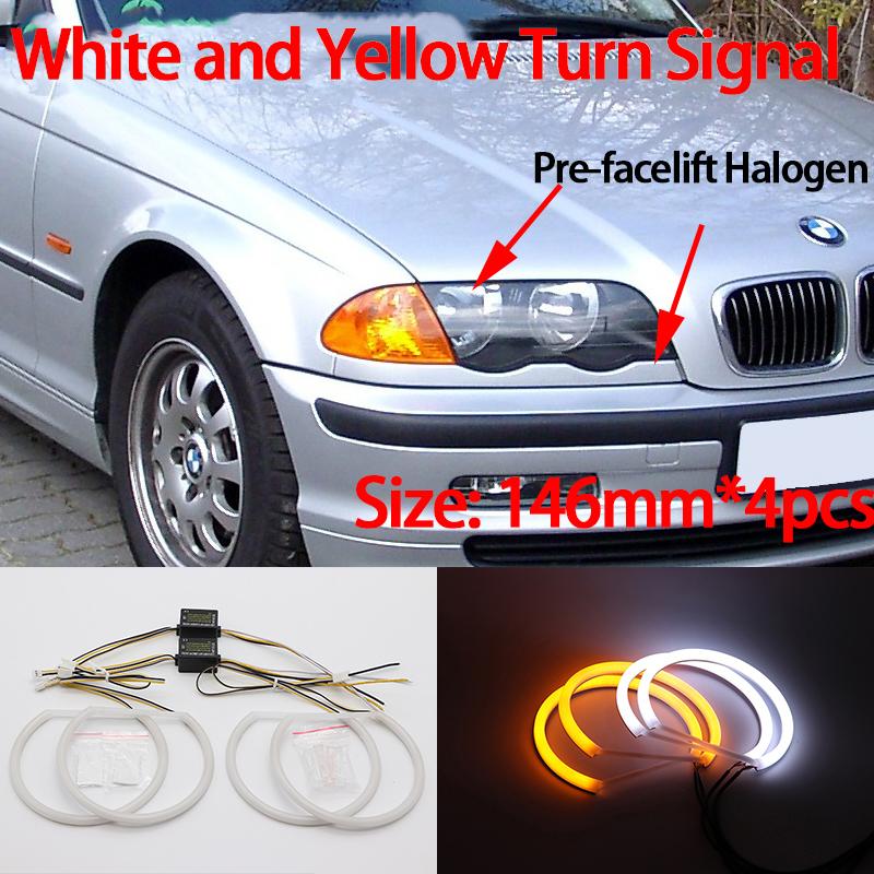 WHITE LED Headlight Halo Angel Demon Eyes Kit Angel Eyes Light for BMW 3 Series E46 Sedan Touring Wagon Coupe Compact 1998-2005