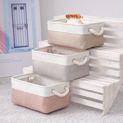 31*21*13cm1pc Double Color Combination Household Foldable Storage Basket with Rope handle,Large Capacity clothing&Toy Linen Storage Basket.