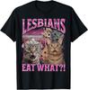 Lesby jedia čo?! Vtipné mačacie Gay Pride LGBTQ paródia bootleg tričko