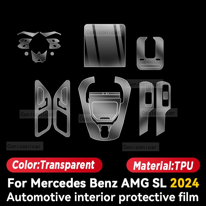 For Mercedes Benz AMG SL  2024 Car Interior Center Console Screen Protective Film Anti-scratch Repair Sticker Accessories