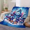 1ks Deka s potlačou Stitch - Mäkká, celoročná prikrývka do kancelárie, Personalizovaný darček s rozkošným kresleným dizajnom