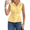 Europäische & Amerikanische Damen Ärmelloses POLO-Kragen Taillenbetonendes Pullover-Shirt Sommer 2026