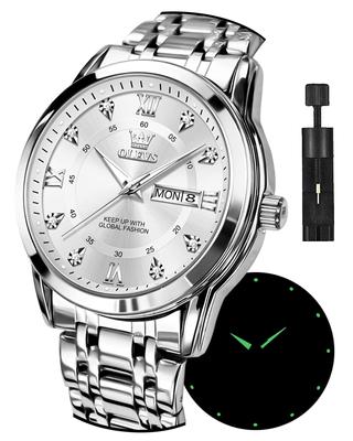 Montre à quartz argentée populaire avec calendrier étanche pour hommes, marque en acier inoxydable, élégante pour hommes [Article]
