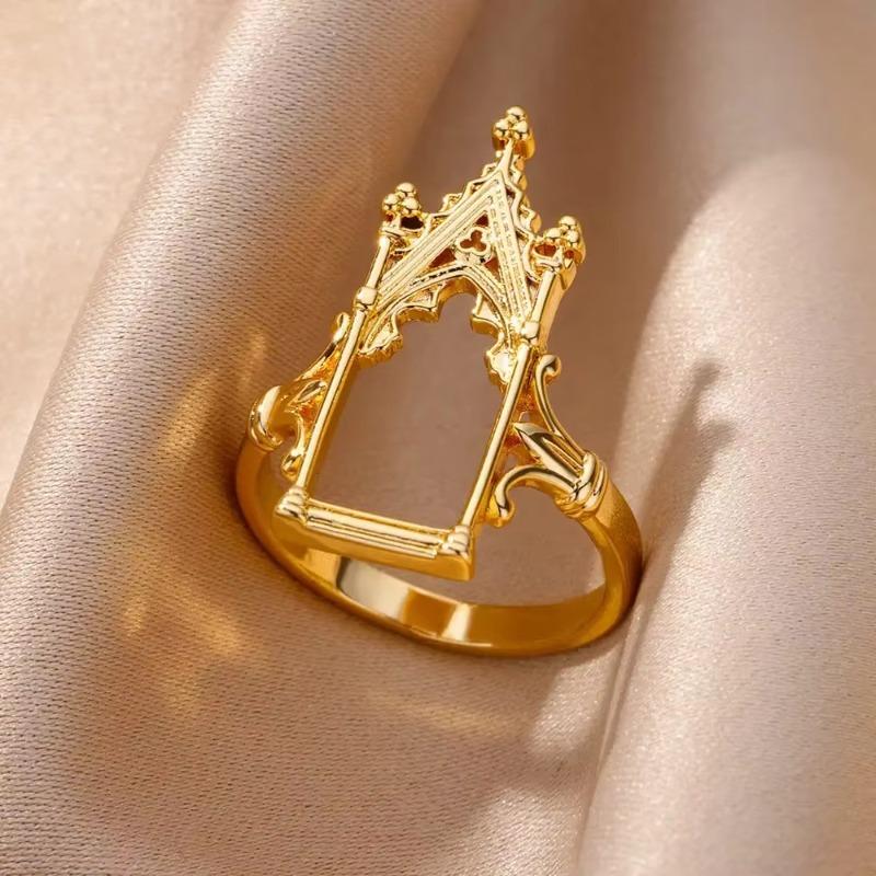 Hot-selling love line geometric stainless steel ring women's k gold-plated simple niche accessories
