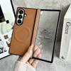 Busine Sle Leather MagSafe Phone Case for Samsung Galaxy Z Fold 7 6 5 5G Screen Protector Hinge Magnetic Wireless Charging Cover