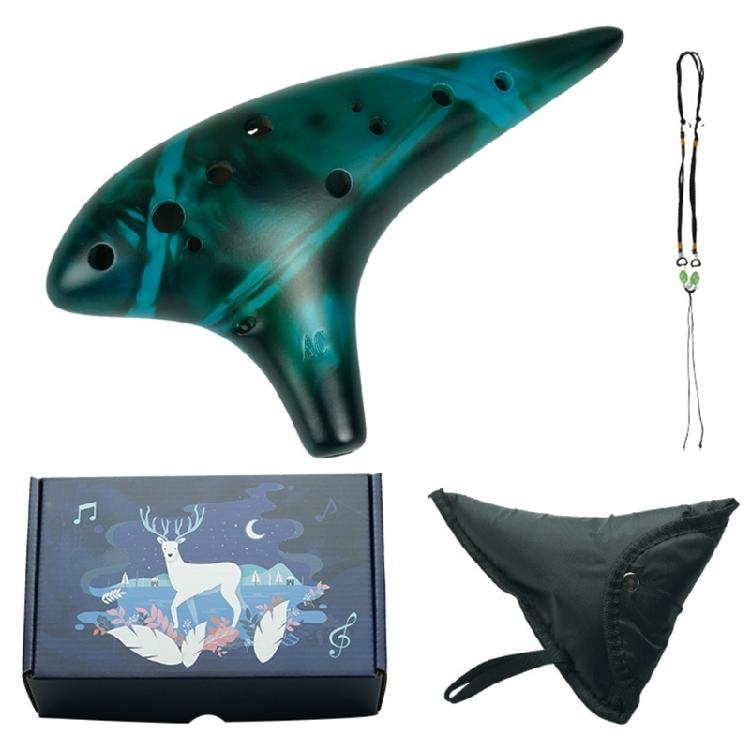 User Friendly Ceramic 12 Hole Ocarina Beginner Wind Instrument Sound Expression for Classroom Instruction and Outdoor