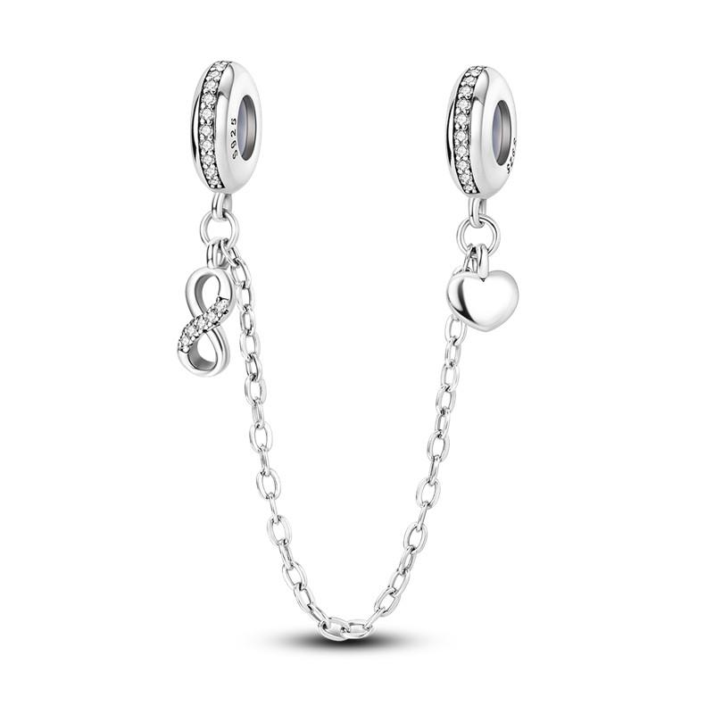 Sparkling Clear Copper Safety Chain Copper Safety Chain Charm Beads Fit Original Pandora Bracelet Diy Jewelry