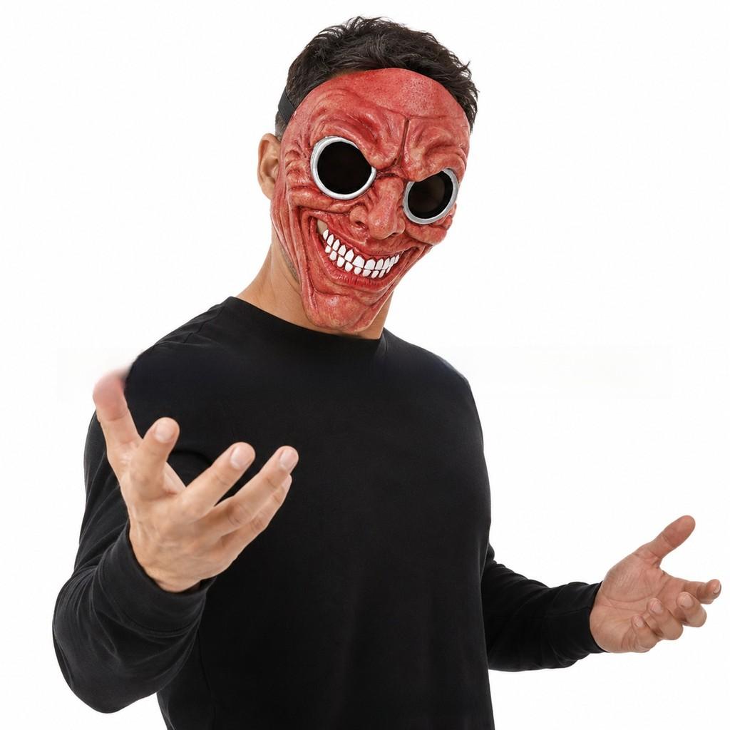 Latex Clown Mask Halloween Cosplay Funny Black Eyes Red Face Prop For Parties