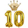10 18 20 30 40 50 To 90 Years Old Kid Adult Birthday Party Gold Crown Number Balloons Set