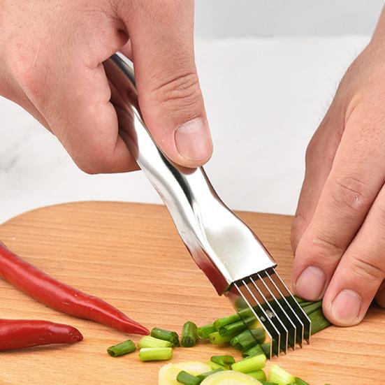 Coupe-oignon avec gaine de protection Lame en acier inoxydable Poignée antidérapante 6 lames Trancheuse de légumes pour un déchiquetage rapide