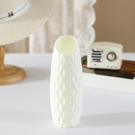 Imitation Keramik Plastikvase Budgetfreundliche Dekorative Plastik Weiße Vase Blumengesteck Dekoration