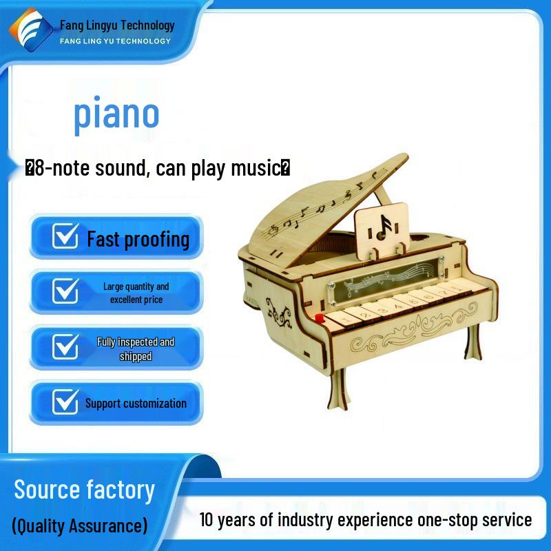 STEM DIY Wooden Piano Kit for Kids: Educational Assembly with Note Sounds