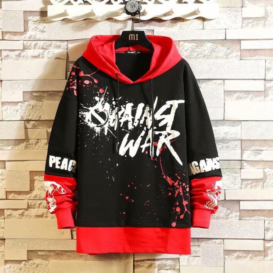 Letter Men Fashion Hoodies Casual Printed Mens Sweatshirt Street Style Man Hooded Pullover Loose Sports Sweatshirts